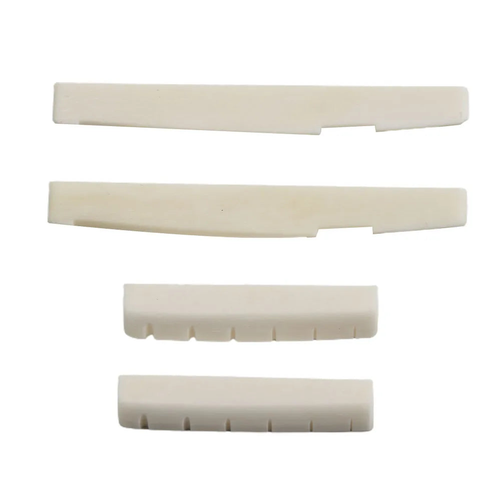 2 Sets 4 Pcs 6 String Acoustic Guitar Bone Bridge Saddle 72mm And Nut 43mm Cow Bone Nut Top Folk Pillow Folk Bottom Pillow