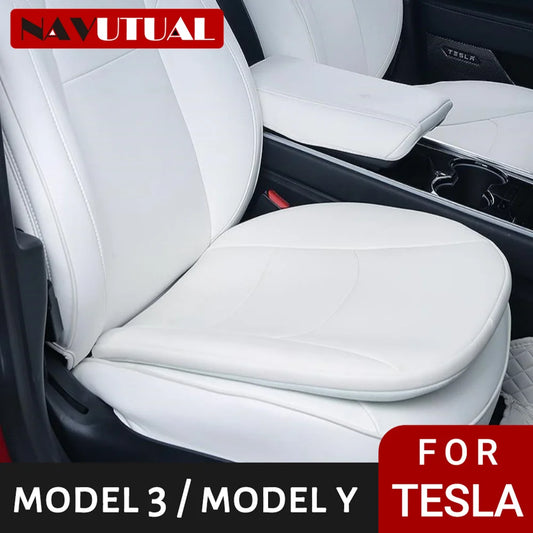 Car PU Leather Cushion, Simple Memory Cotton Cushion, All-Season Universal Seat Cushion For Tesla Model Y 3 S X