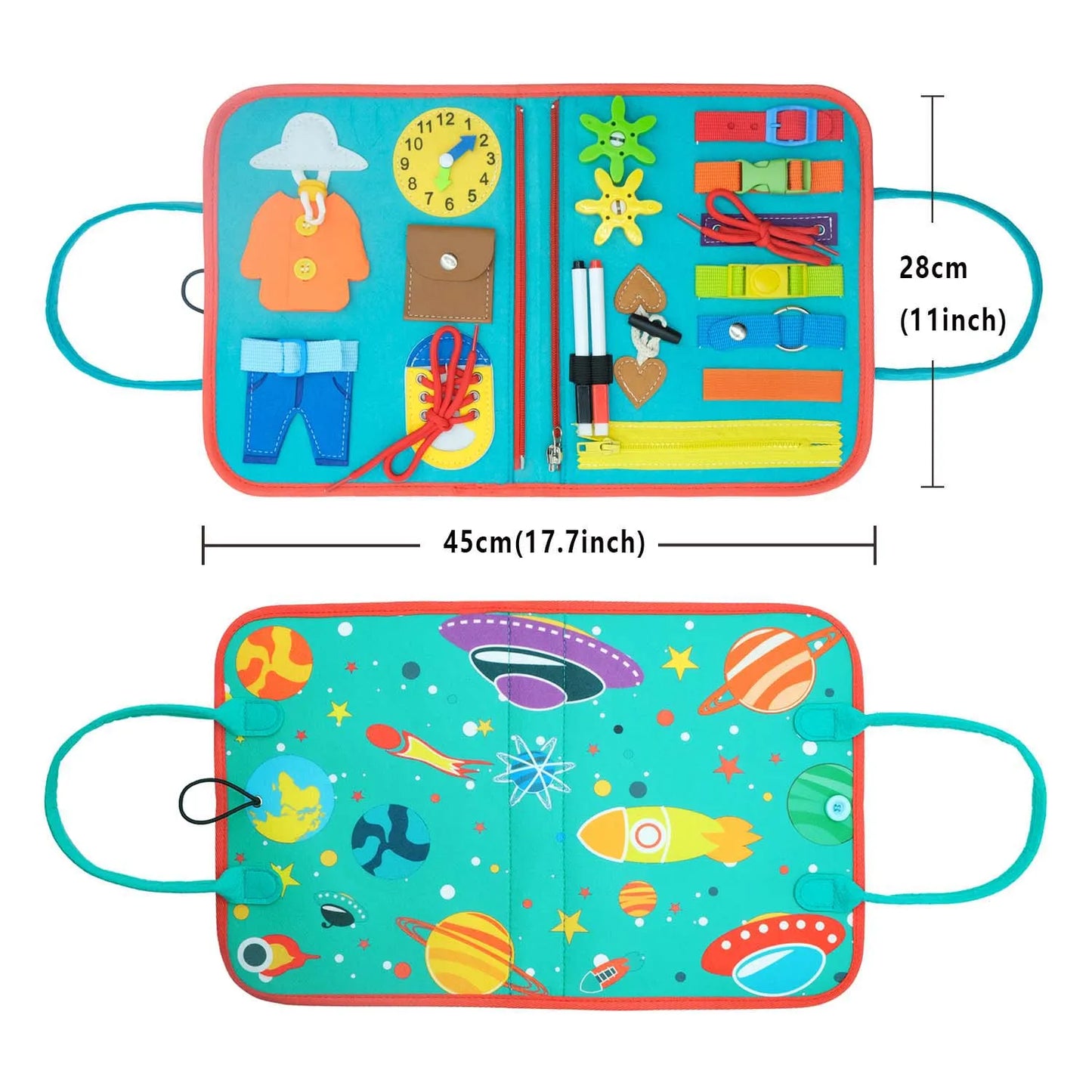 Montessori Toddler Busy Board Educational Activity for Basic Dress Motor Skills Baby Learning Toys for Travel