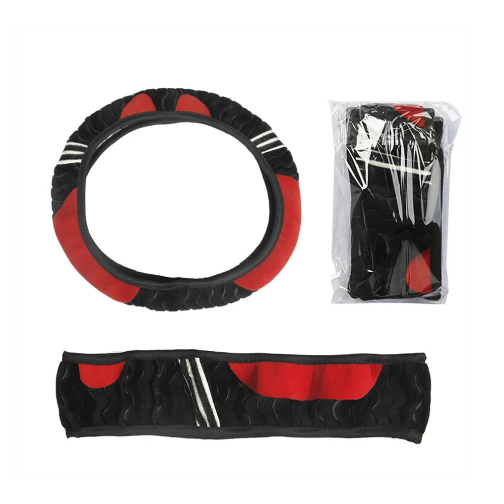 Universal Car Steering Wheel Cover Little Monster Styling Decor Steering Wheel Elastic Covers for Men Women Winter Plush Warm