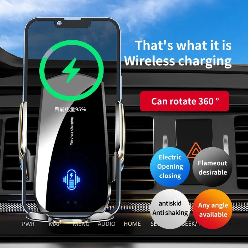 Car Wireless Charger Automatic Car Phone Holder Infrared Induction for iPhone 14 13 12 Xiaomi Samsung 15W Fast Charging Station