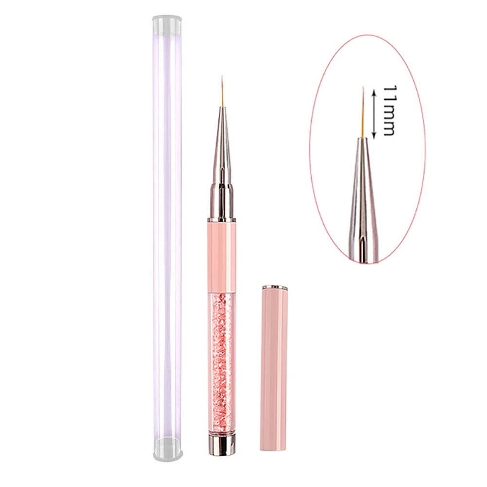 Pink Nail Art Brushse Pen Lines Stripe Flower Painting Drawing Pen Acrylic UV Gel Extension Grids Nail Brush Manicure Tools 1PCS