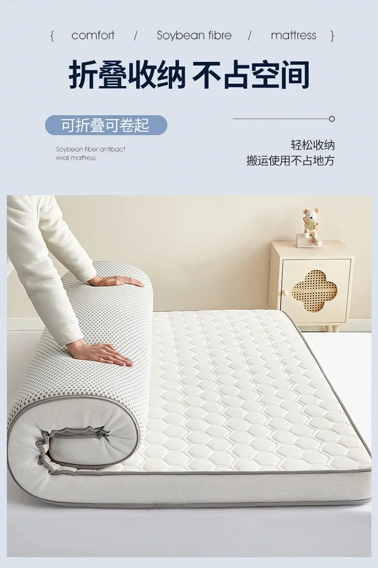 Breathable Antibacterial Cushion Mattress Toppers, Soft Fiber Bed Mattress, Comfortable Mattress, Quilt Mats Toppers Memory Foam