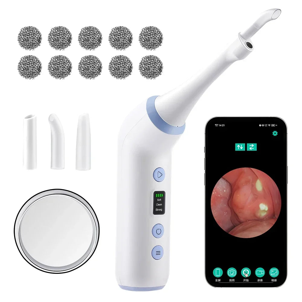 Electric Visible Vacuum Tonsil Stone Remover Kit with 3 Suction Modes Oral Care Tool for Tonsil Stones Removal Oral Fresh Care