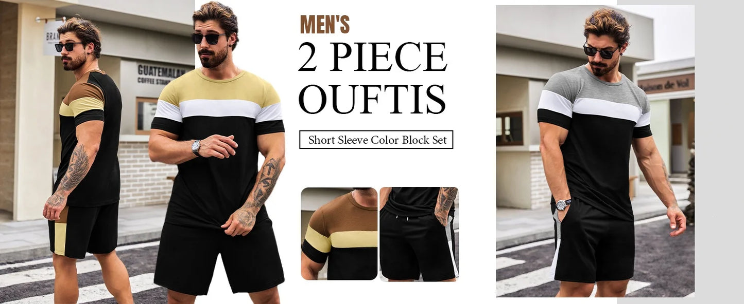 Summer Breathable Sportswear Men's Short-Sleeved Shorts Loose Quick-Drying T-Shirt Basketball Four Pants Casual Running Suit