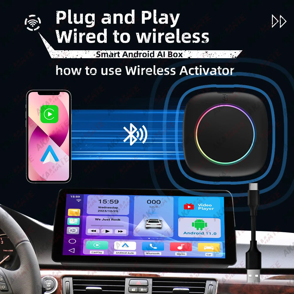 Wireless CarPlay for BMW ID6 ID7 ID8 ID9 OEM Wired to Wireless Android Auto AI Box Intelligent System Android 13 4+64GB 8+256GB