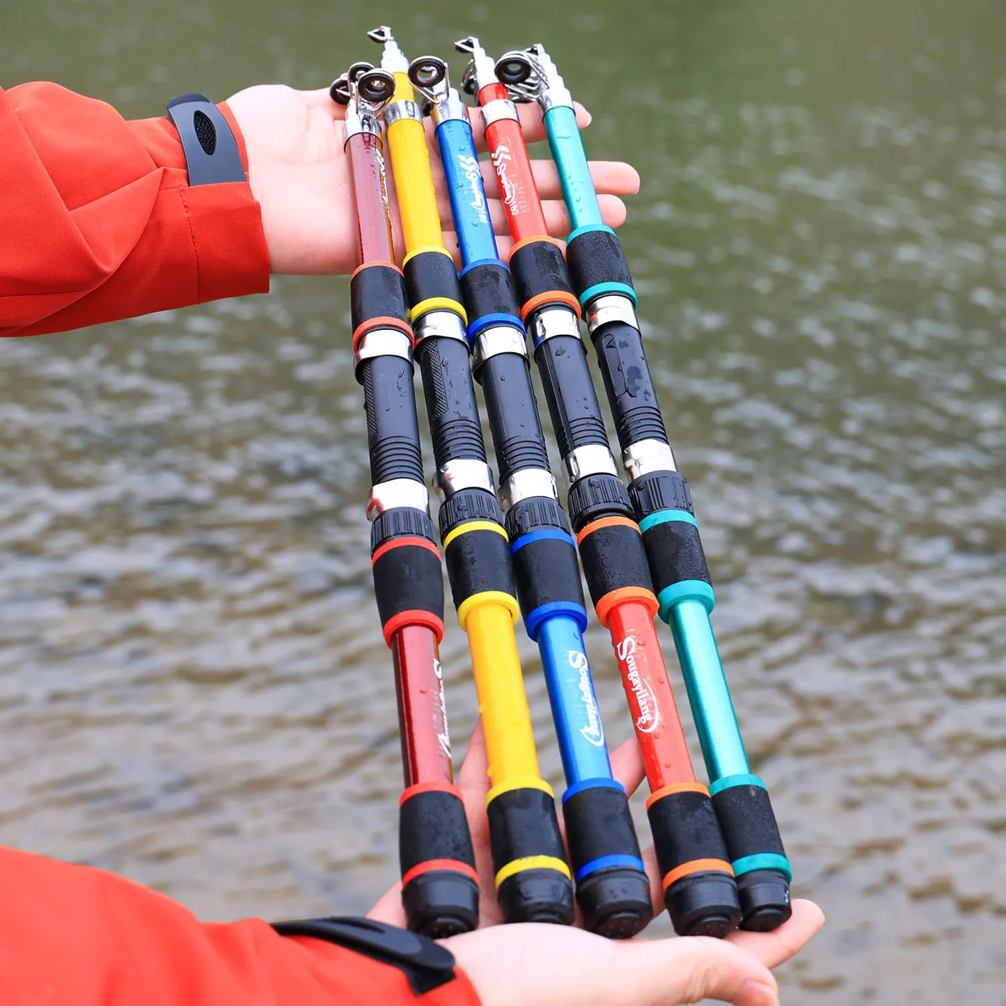 Sougayilang 1.8M Spinning Fishing Rod M Power Telescopic Children Fishing Telescopic Rock Fishing Pole Carp Feeder Surf Beginner
