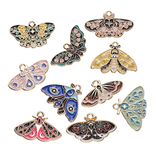 10Pcs/lot 10 Styles Alloy Metal Drop Oil Butterfly Charms Animal Pendant For DIY Bracelet Necklace Jewelry Making Accessories