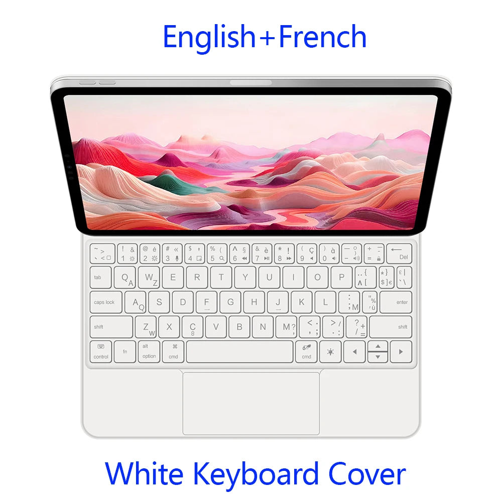 AJIUYU Magic Keyboard Folio For iPad Pro 11 inch (M4) 2024 A2836 A2837 Smart Magnetic Case Multi-touch Backlight Keyboard Cover