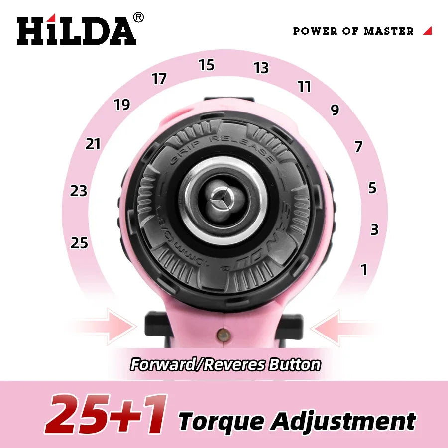 HILDA Electric Drill 12V Cordless Drill Electric Screwdriver Mini Wireless Power Driver DC Lithium-Ion Battery