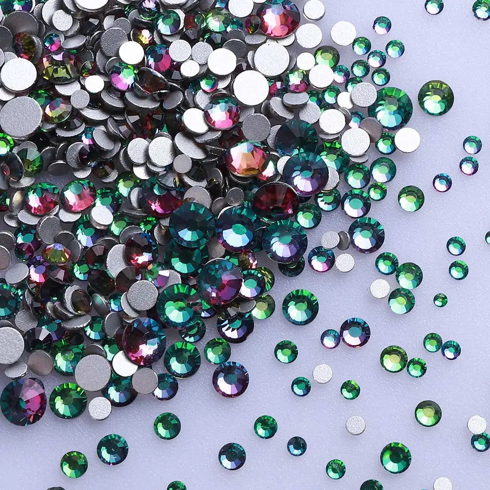 QIIY 1440Pcs Mix Size SS3-SS20 Clear Crystal FlatBack Rhinestones Non-Hotfix Glass Decorations DIY Glitter Stones 3D Nail Art