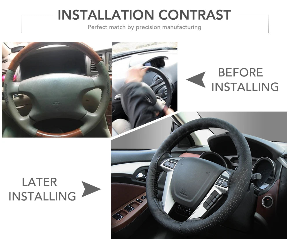 For Opel astra h j g insignia vectra c corsa d zafira b Acura Buick 1Set Car steering wheel cover Leather Hand stitching