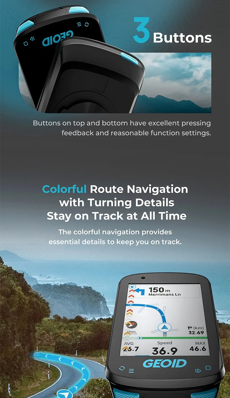 GEOID CC600 Smart Colorful Bike Computer Waterproof Wireless GPS Speedometer Support Automatically WIFI ANT+ Cycling Odometer