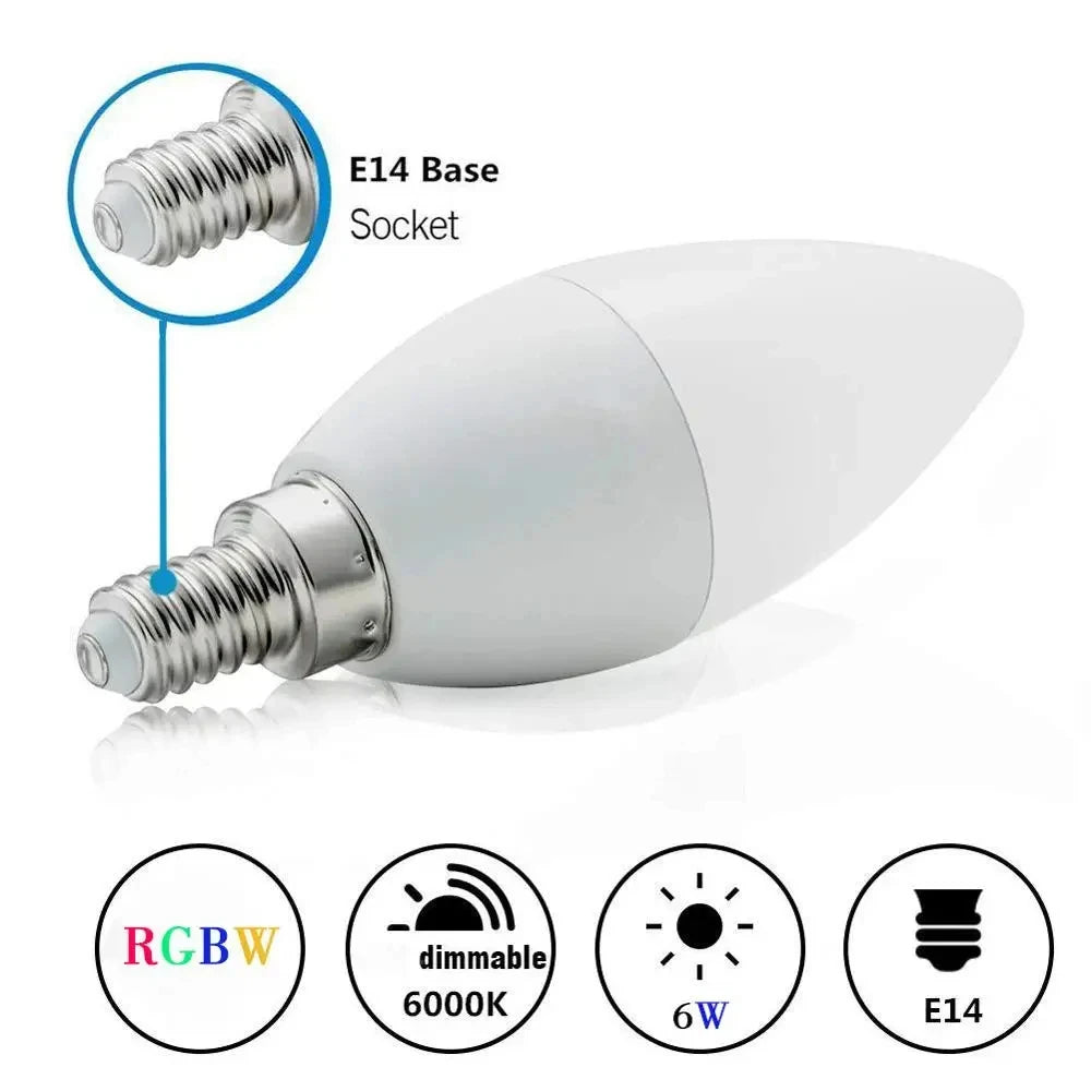 TUYA Smart Light Bulb E14 RGB Bluetooth Candle Crystal Lamp 110V 220V Dimmable Smart Life Group APP Control for Room Home Decor