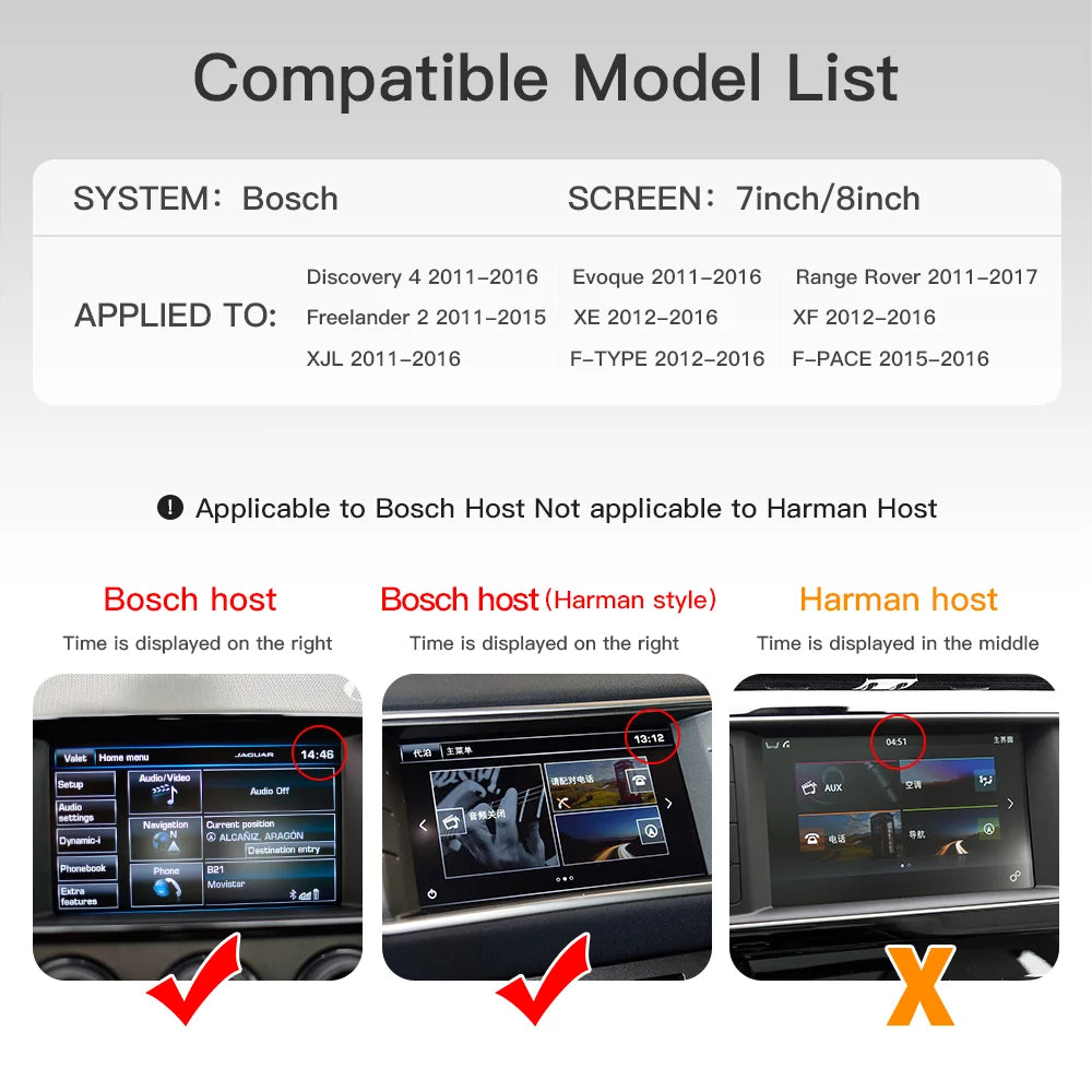 AUTOABC  Wireless Carplay Android Auto Fits For Land Rover Jaguar Bosch Discovery4 Evoque Freelander2 XE XF XJL Mirroring