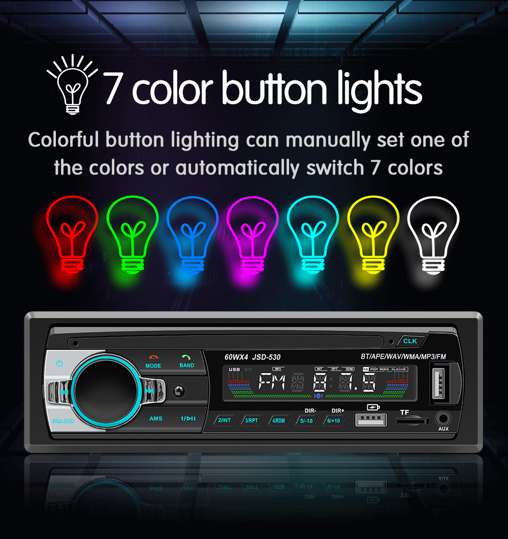 Car Radio Stereo Player Digital Bluetooth MP3 Player JSD-530 520 60Wx4 FM Audio Stereo Music USB/SD with In Dash AUX Input