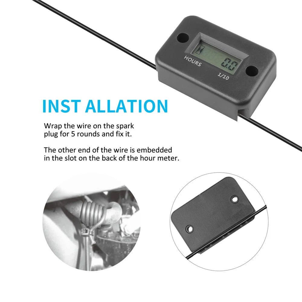 Universal Gasoline Engine Timer IP68 Motorcycle Instrument Moto ATV Boat Engine Hour Meter Working Time Gauge Induction Timer