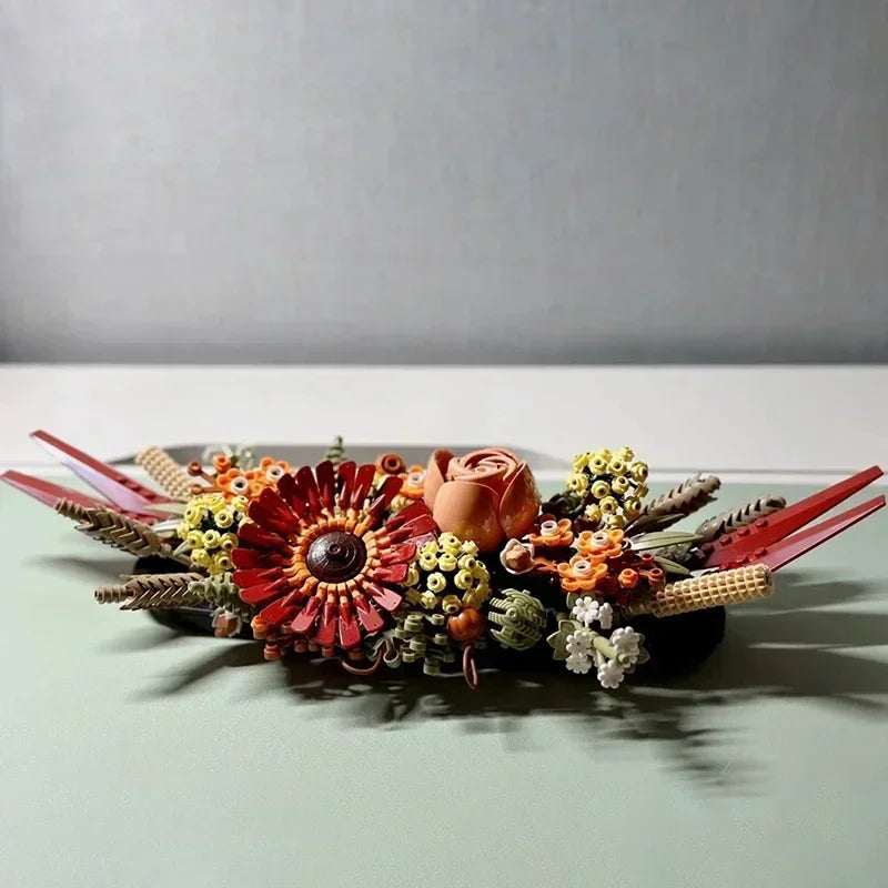 812PCS Succulent DIY Toy: Dry Flower Centerpiece Bouquet Building Block 10314 Model Kit Home Decor Bricks for Christmas Gift