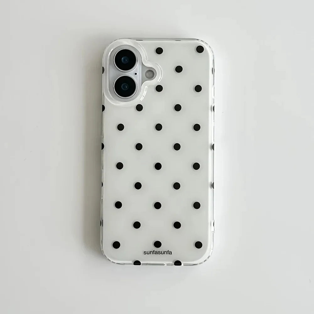 Black White Polka Phone Case for Tecno Spark 30c 20c 10 Go Camon 40 30 20 itel A60 A70 A48 RS4 P36 S23 Premier Pro 4G 5G Cover