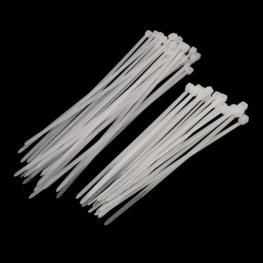 100Pcs White Self locking Nylon Industrial Cable Tie1.99mmx80/100/120/150/200 2.7mmx300 Fasten Cable Organiser Wire Cable ZipTie