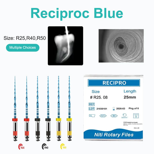 ELIJAH 6Pcs/Box 21/25/31mm Dental Reciprocating Blue Endodontic Files R25/40/50 Only One Engine Use Niti Rotary Root Canal File