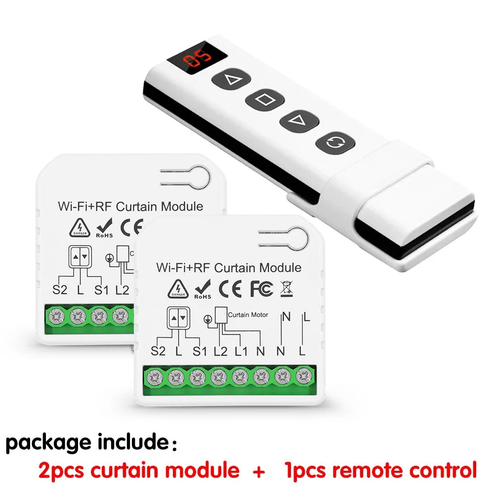 Wifi Rf Curtain Switch Tuya Smart Life Roller Shutter Module 433mhz 5-IN-1 Remote Control,for Garage Door Window Blinds Alexa