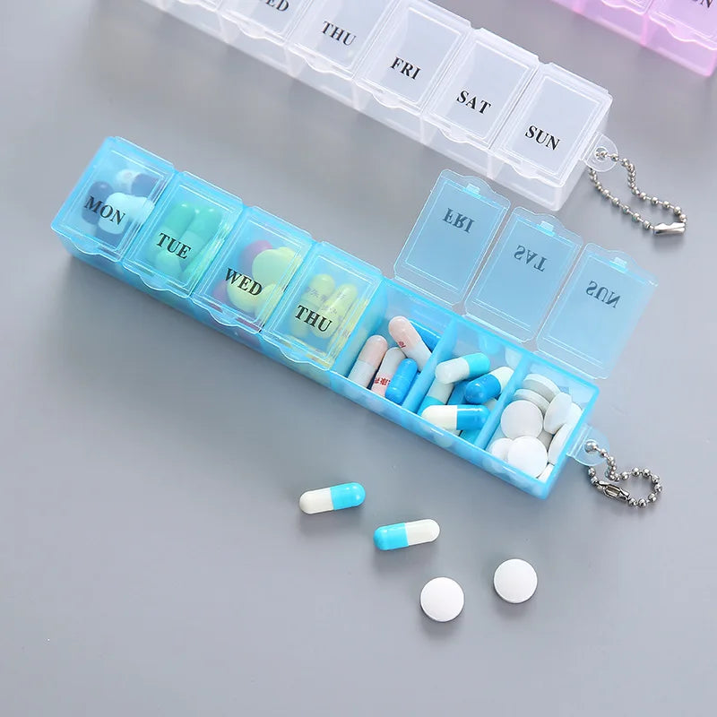 7 Days Pill Medicine Box Weekly Tablet Holder Storage Organizer Container Pill Box Splitters 3 Colors Pill Case Organizer 1Pcs