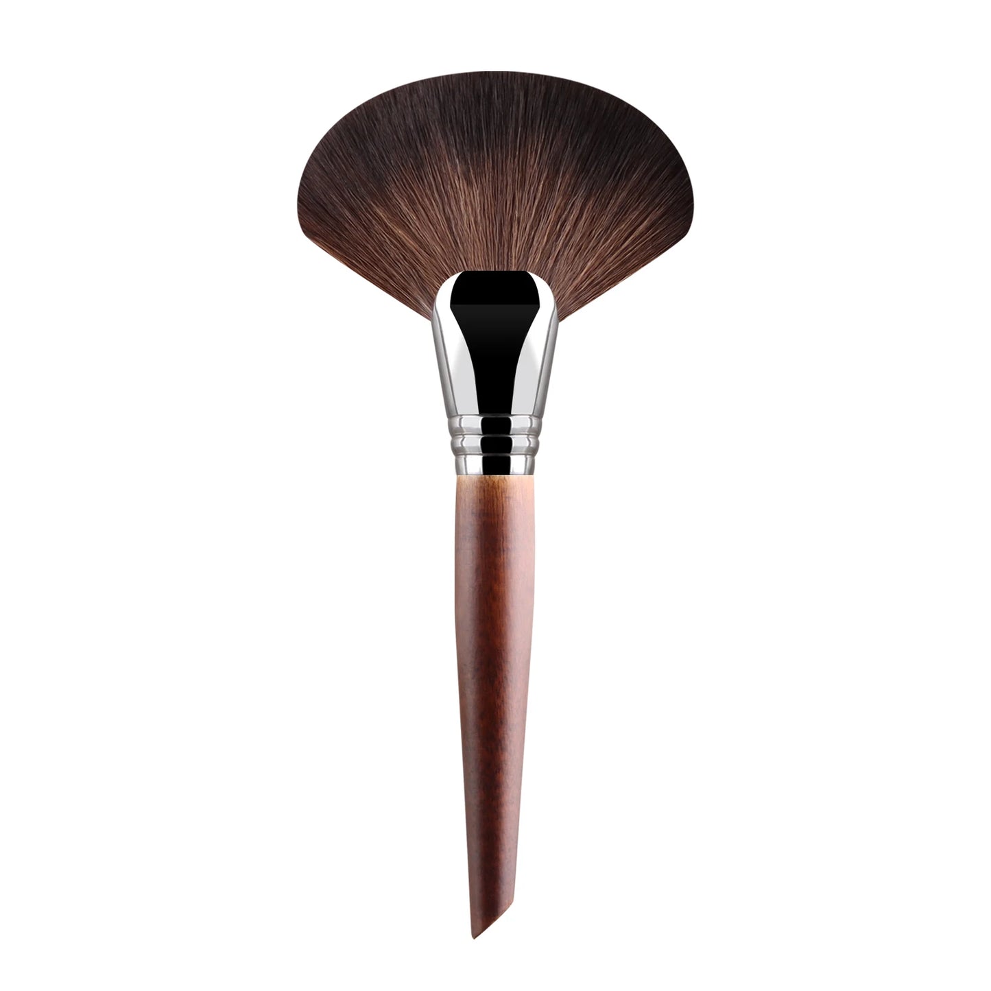 1pc Professional Fan Paint Brush Long Wood Handle High-Quality Nylon Hair Soft Goat Hair Blusher Sculpting Highlight Make Up Bru