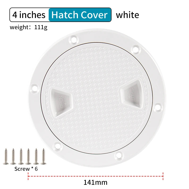 ABS Round Deck Inspection Access Hatch Cover Plastic White Black Boat Screw Out Deck Inspection Plate For Yacht Marine 4inch
