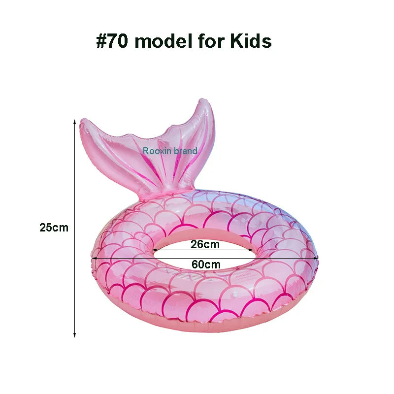 Rooxin Inflatable Swimming Ring Mermaid With Backrest Pool Floaters for Adult Teens Water Play Tube Swimming Mattress Pool Toys