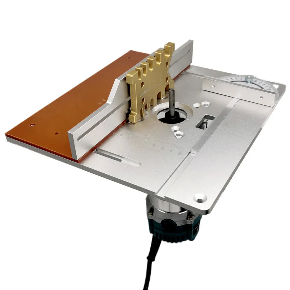 Upgraded Aluminium Router Table Insert Plate Woodworking Tool Set with Miter Gauge and Sliding Tenoning Fence for Router Table