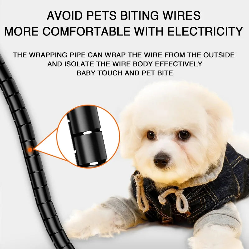 2M 16/10mm Flexible Spiral Cable Wire Protector Cable Organizer Computer Cord Protective Tube Clip Organizer Management Tools