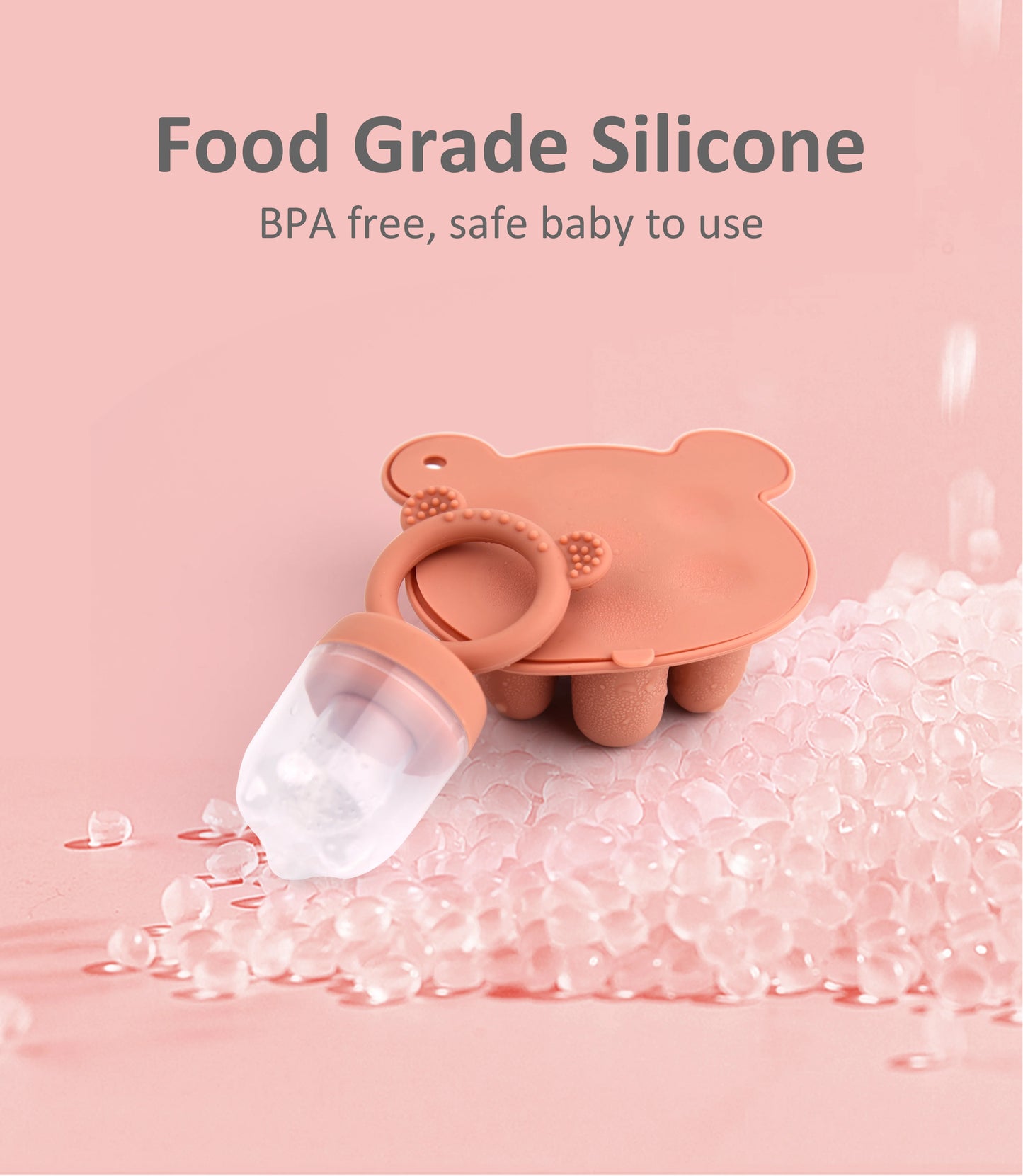 Latest Animal Design Bear Set Fruit Feeder Breast Milk Freezer Tray Food Soup Silicone Freezer Tray Silicone Popsicle Mold