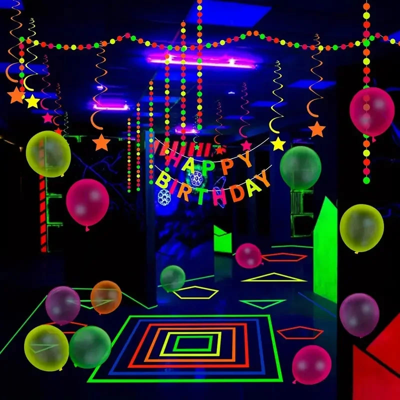 6 Rolls Neon Gaffer Cloth Tape Fluorescent UV Blacklight Glow In The Dark Tape For UV Party Material Hand Account Tape Gift Pack