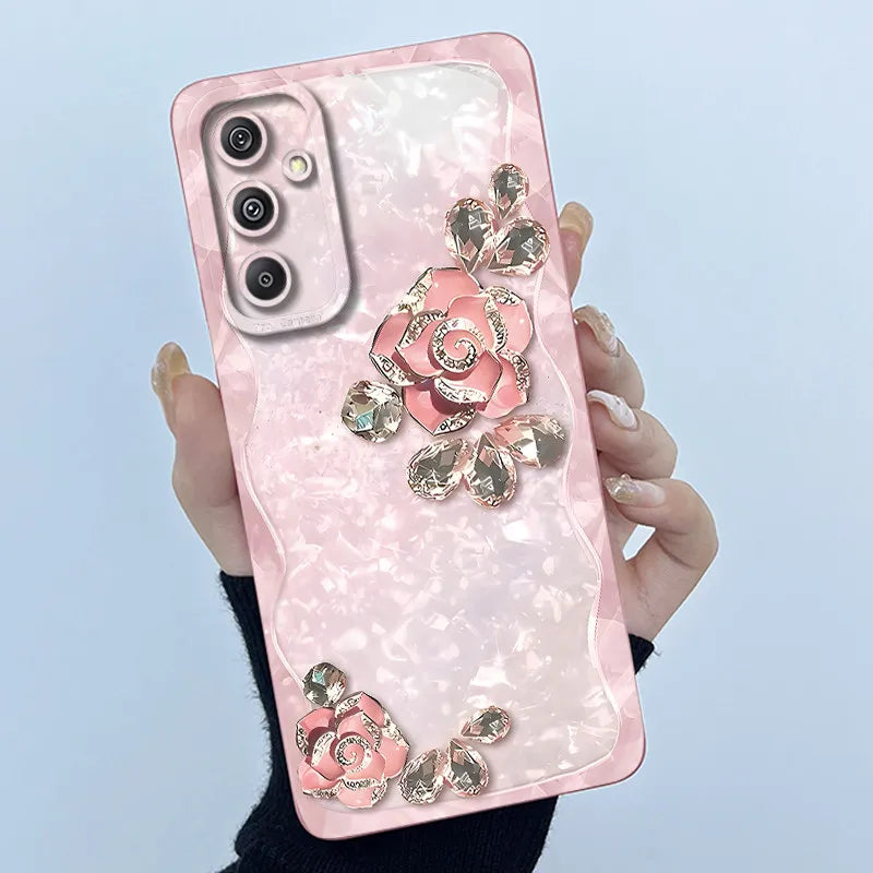 For Samsung Galaxy M34 M35 5G F34 5G Simplicity Flowers Liquid Shockproof Silicone Soft Phone Cover For SamsungM34 5G Case