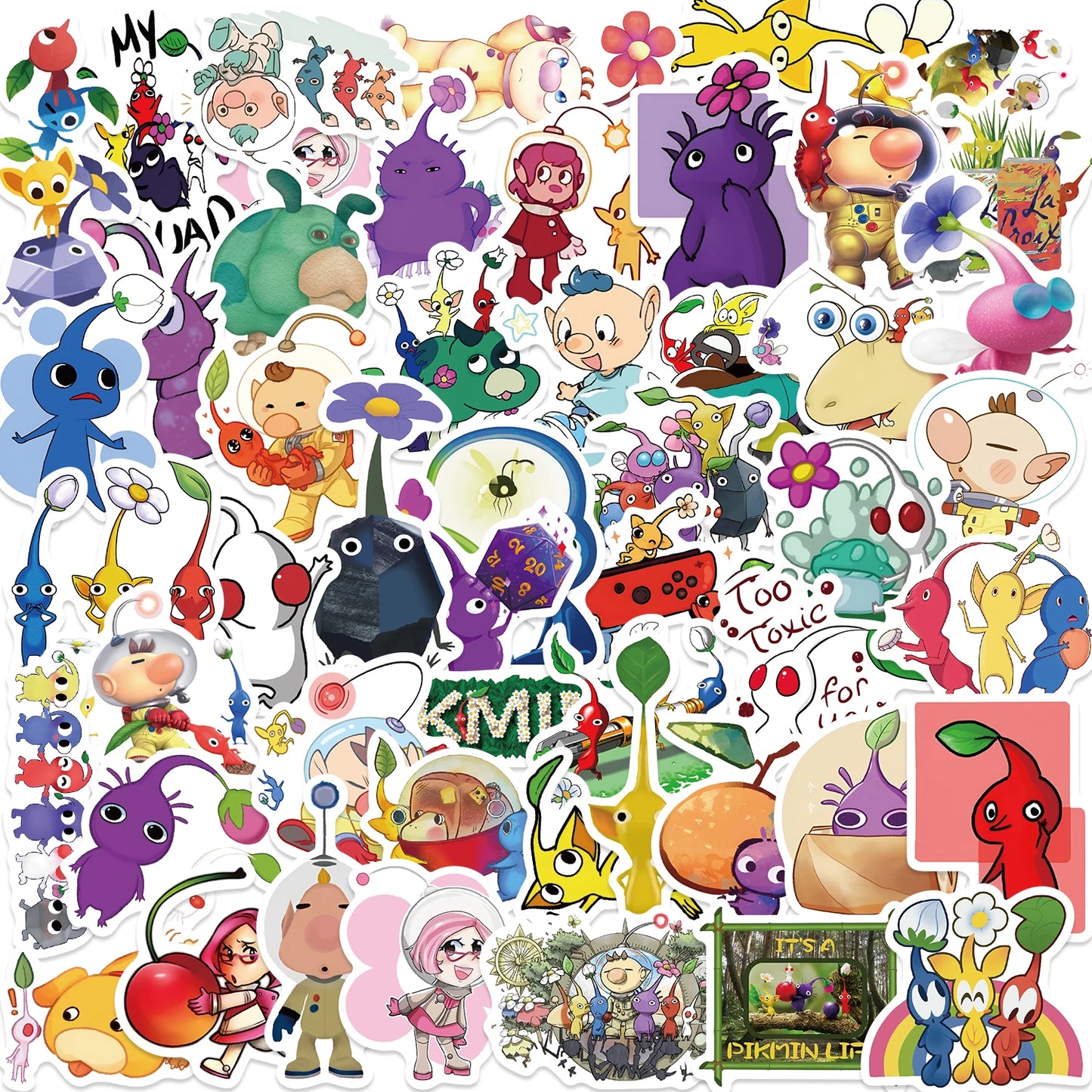 50pcs Cute Cartoon Pikmin Game Stickers for Kids Toys Waterproof Graffiti Laptop Skateboard Car Cool Anime Stickers Decals