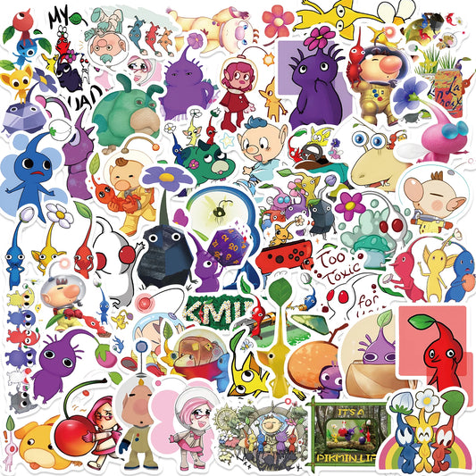 50pcs Cute Cartoon Pikmin Game Stickers for Kids Toys Waterproof Graffiti Laptop Skateboard Car Cool Anime Stickers Decals