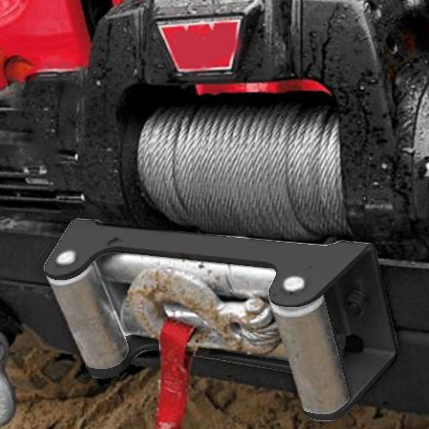 Winch Roller Fairlead Cable  4 Way High Strength Roller Steel Fairlead 4500LB Winch Roller Fairlead Cable