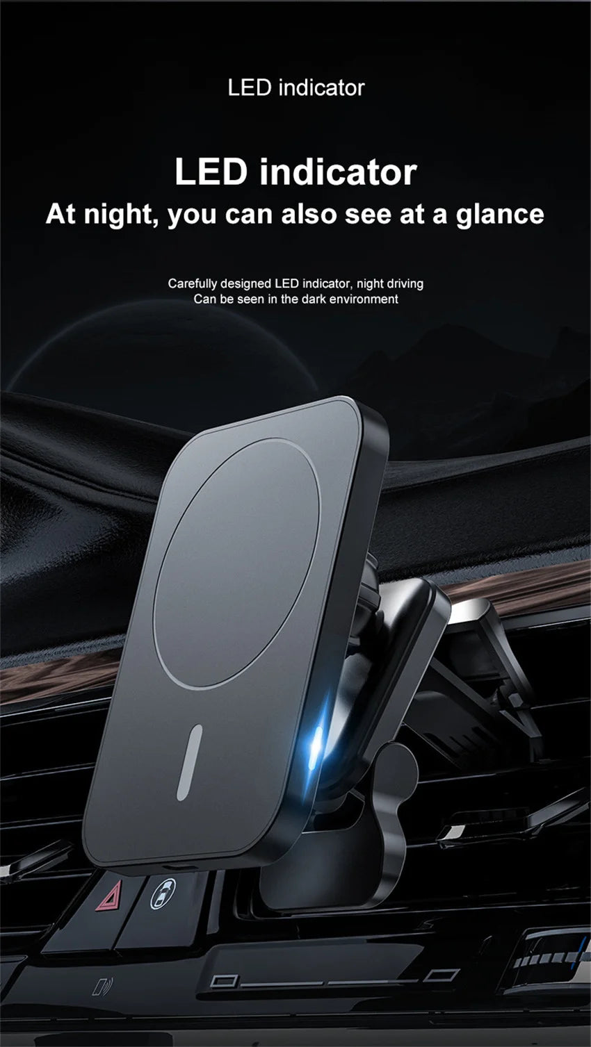 Magnetic Wireless Charger Car Air Vent Stand Phone Holder 15W Magnet Car Fast Charging Station For iPhone 12 13 14 Pro Max Mini