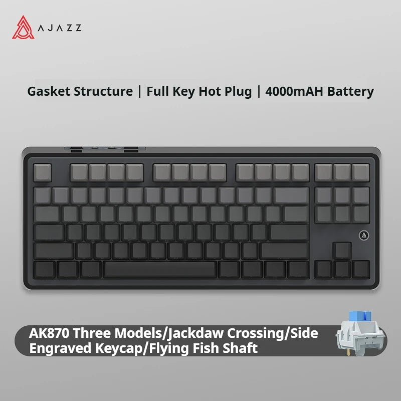 AJAZZ AK870 PLUS wireless three-mode mechanical keyboard hot-swappable screen gaming keyboard 87 keys