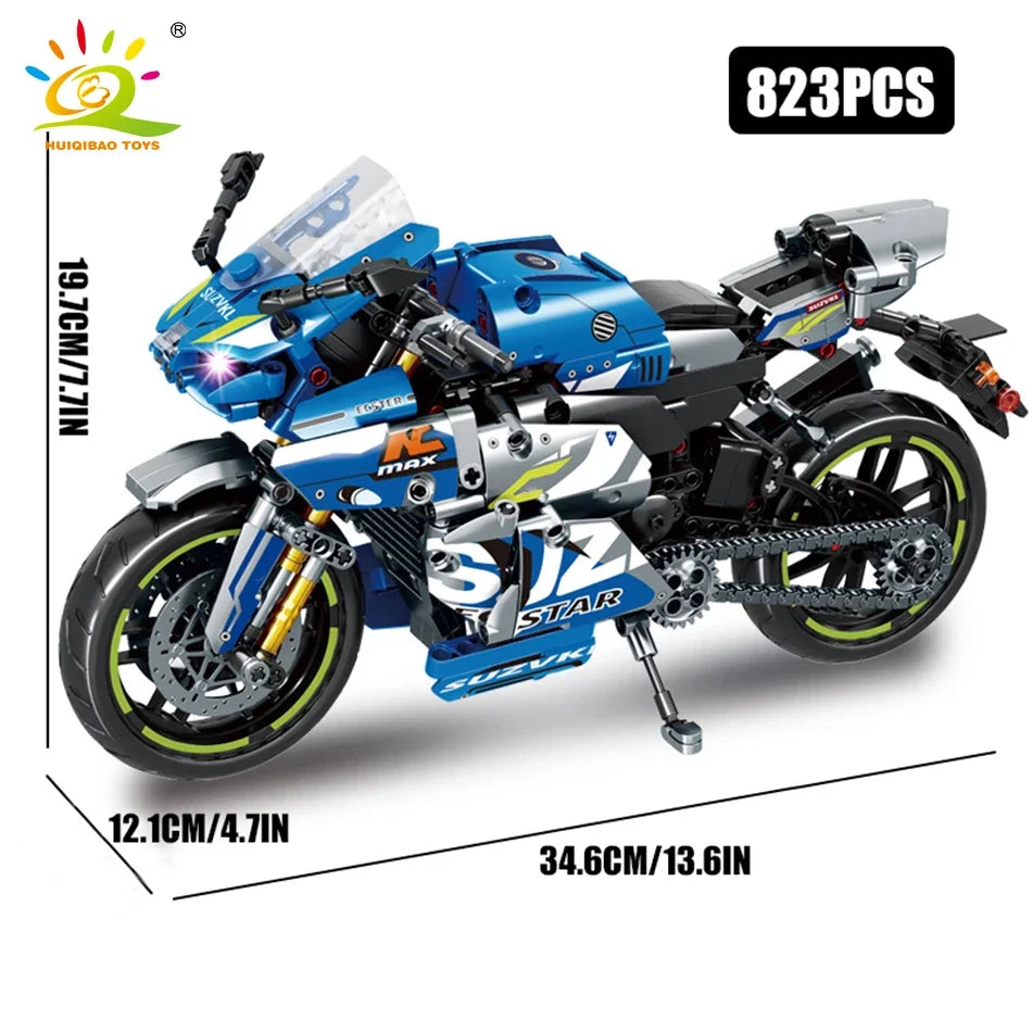 New 800+PCS High-Tech Classic Motorcycle Building Model Block City Racing ModelBuilding Block Set Brick Toys Gifts For Children