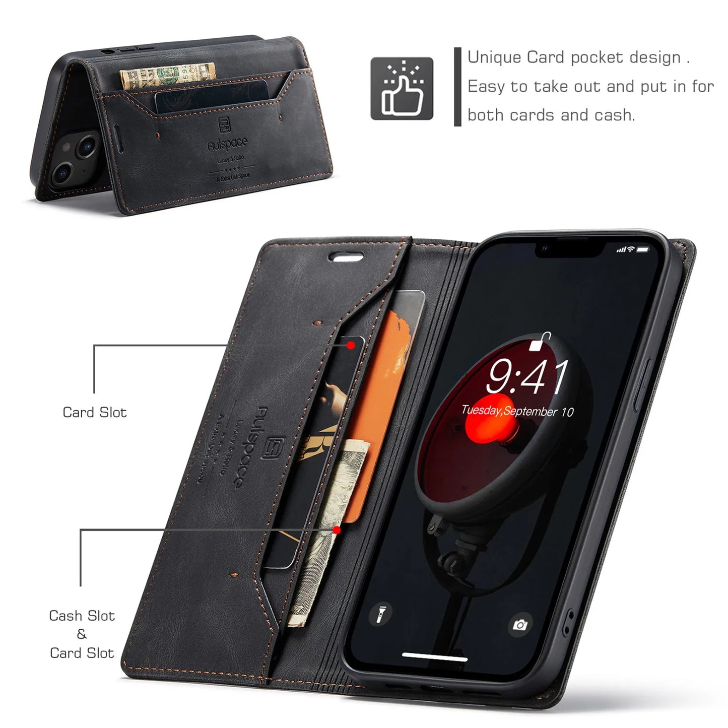 Leather Flip Phone Case For Samsung Galaxy S9 S10 Plus S20 S21 FE S22 S23 S24 S25 Note 10 20 Ultra Wallet Bracket Protect Cover