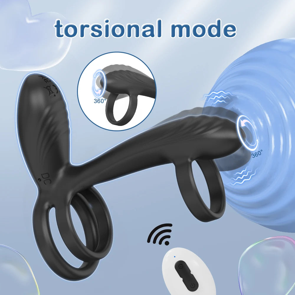 Vibrating Cock Ring for Men Remote Control Penis Ring Ejaculation Delay Chastity Cage Clitoris Stimulation Sex Toy for Couples