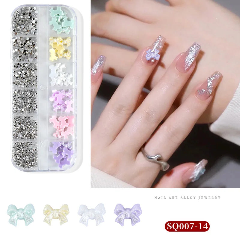3D Nail Art Rhinestones Nail Decorations Gems Crystal Pearl Butterfly Half Beads Nail Art DIY Decoration Wholesale Mix Size