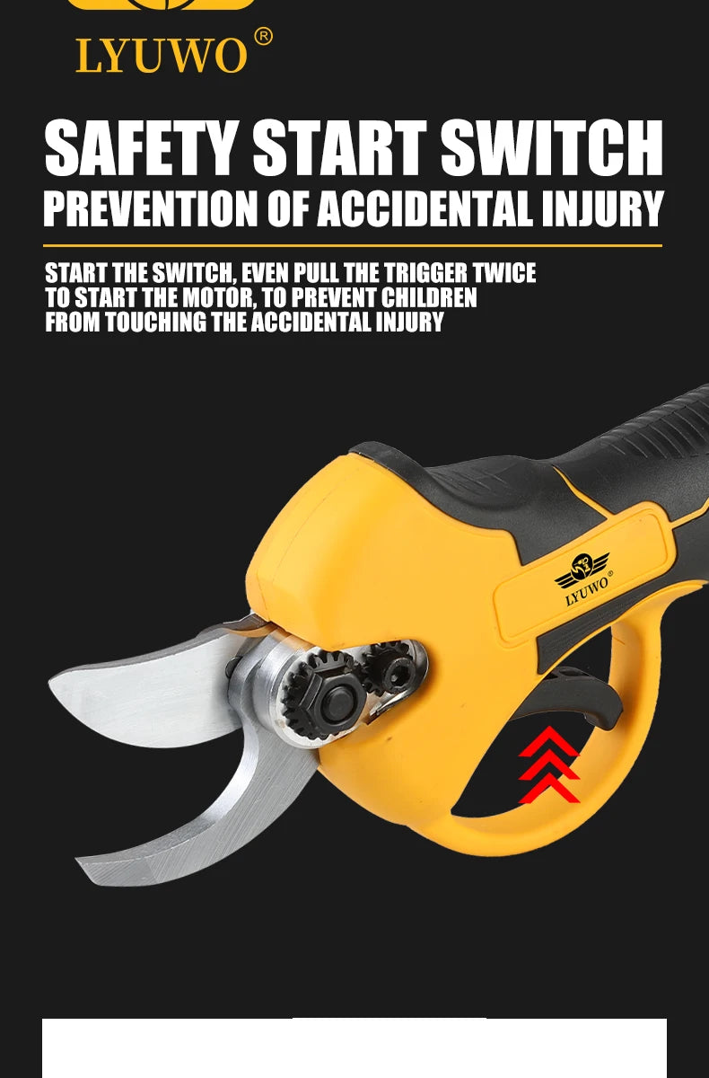 LYUWO Rechargeable Wireless Pruning Scissors, Fruit Tree Potted Pruning Electric Tool, 20V brushless, 30mm