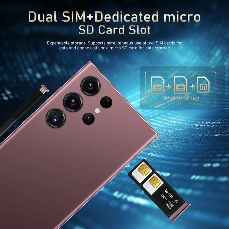 S24 Ultra Mobile Phones 7.3 HD Screen SmartPhone Original 22GB+2TB 4G 5G Dual Sim Celulares Android Unlocked 8000mAh Cell Phone