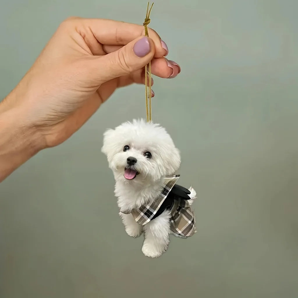 2D flat acrylic cute puppy holiday gift pendant cross-border car interior rearview mirror decoration pendant backpack pendant