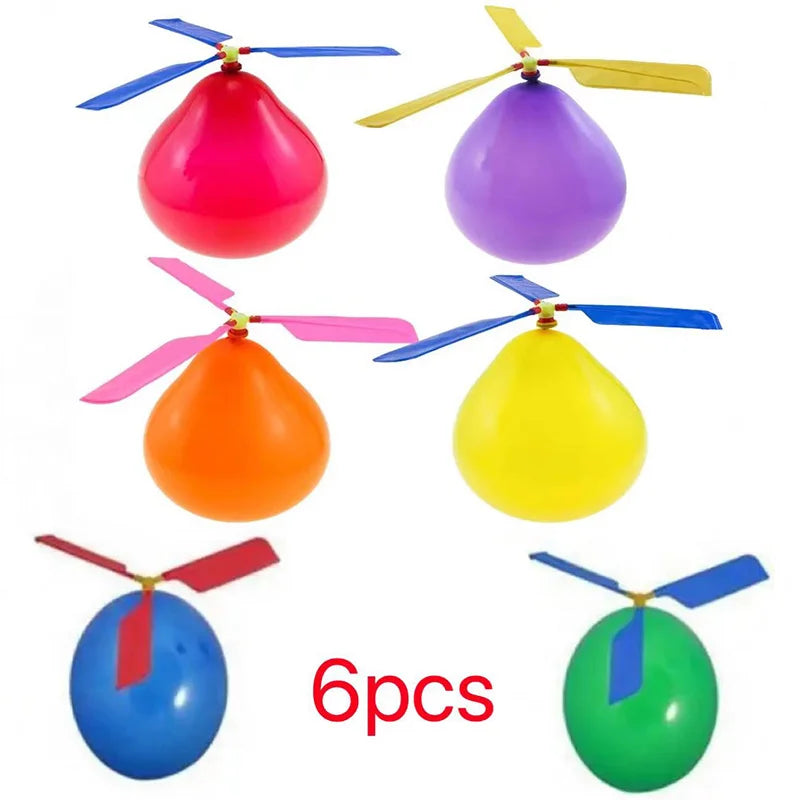 6PCS Air Balloon Helicopter Toy Funny Balloon Ortable Outdoor Helicopter Flying Kids Birthday Party Children's Day Game
