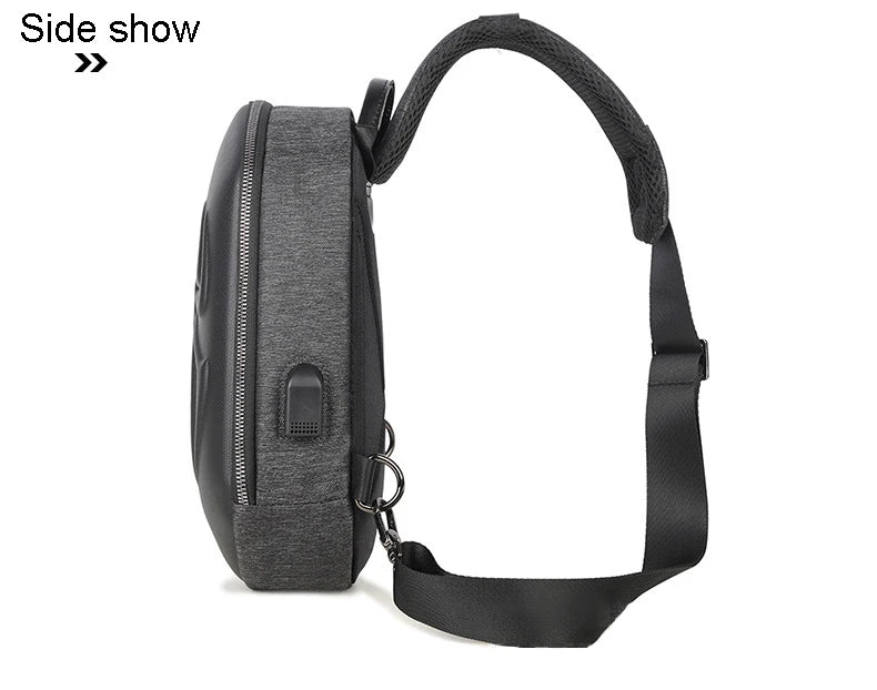 Running Chest Bag for Men USB Charging Fashion Streetwear Sling Pack Crossbody Motor Cycling Backpack for College Student Unisex