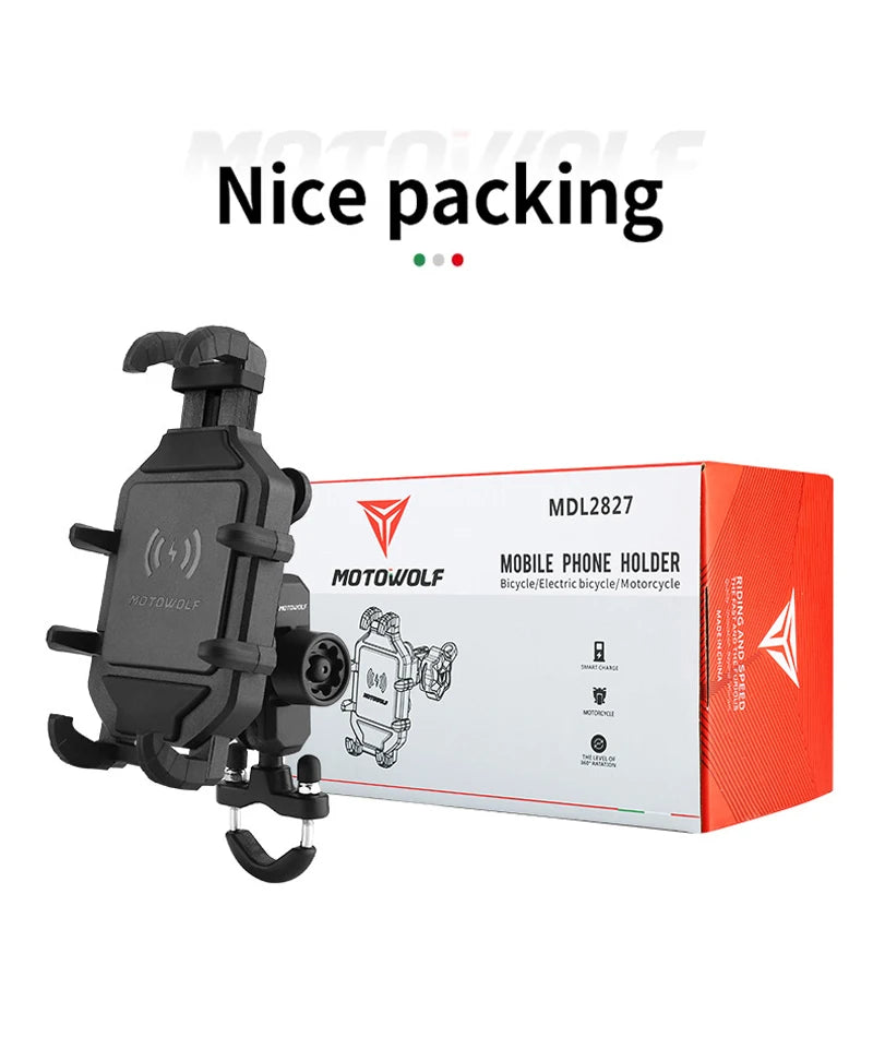 Motorcycle Wireless Charging Phone Holder Cradle 3.0 Quick Charger GPS Moto Support Cellphone Handlebar Mount for 4-7 inch Phone